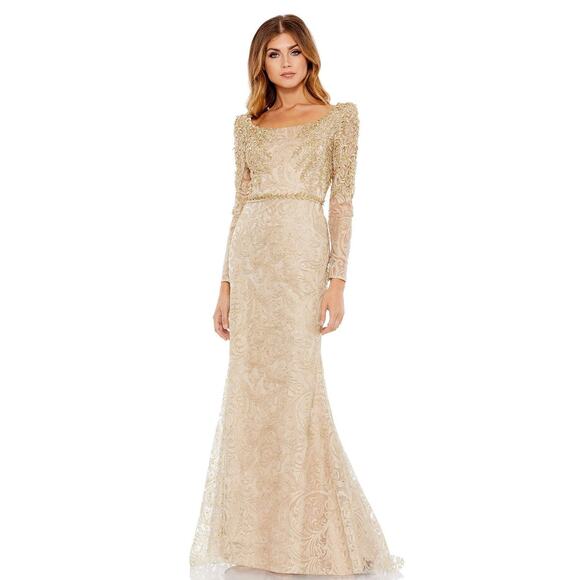 Mac Duggal 11187 Embroidered Appliqué Shoulder Trumpet Formal Gown Size 18 NWT